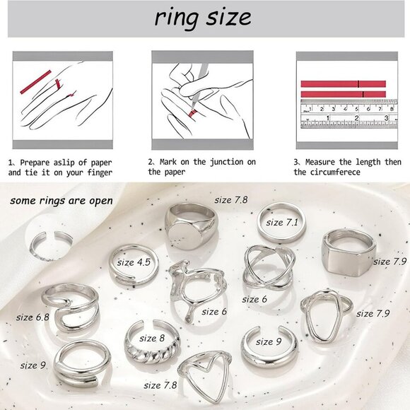 12PCS Gold Stackable Rings Set for Women, 18K Gold Plated Open Stacking Knuckle - Picture 7 of 8